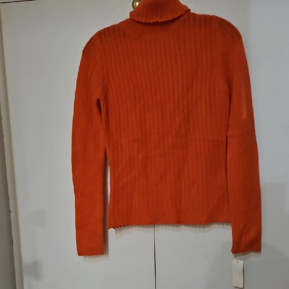 Orange Cashmere Turtleneck Sweater NWT